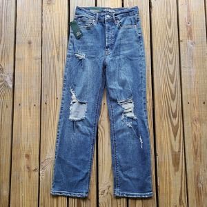 Wild Fable High Rise Straight Nwt 4 /27 Waist Distressed Jean Pants Button Fly